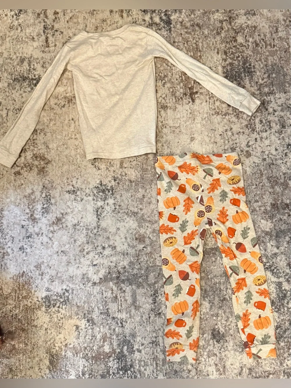 Kids 'It's Fall Y'all' Pajama Set - Beige & Orange